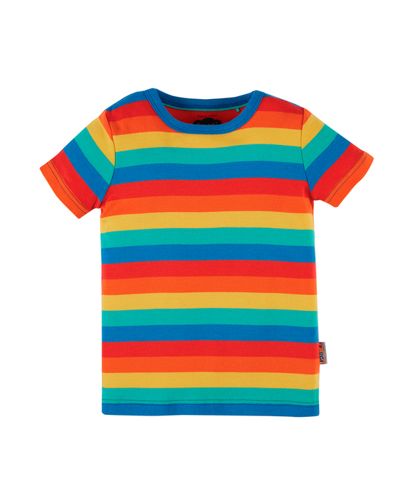 Frugi Organic Favourite s/s Tee - Rainbow Stripe