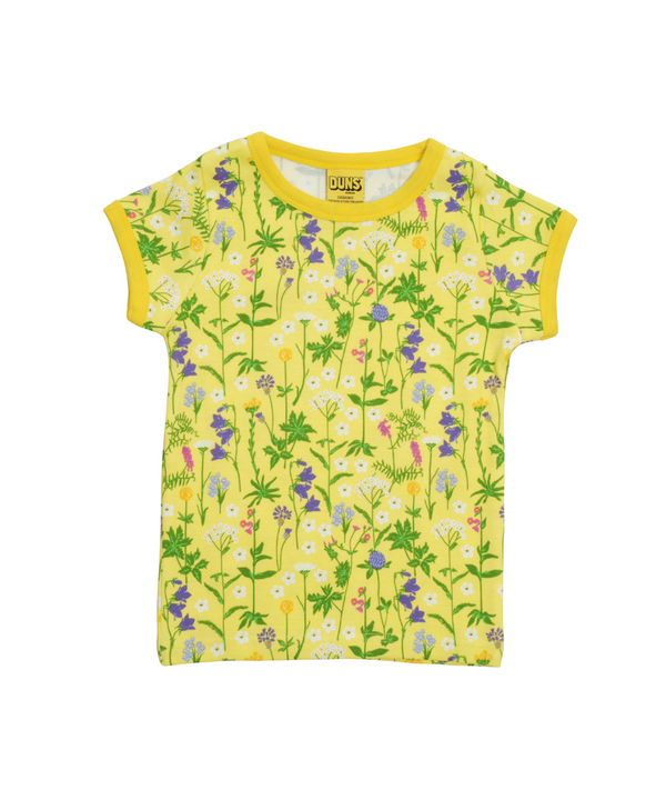 Duns Sweden Organic s/s kids tee - Wild Flower - Yellow - Baby goes Retro