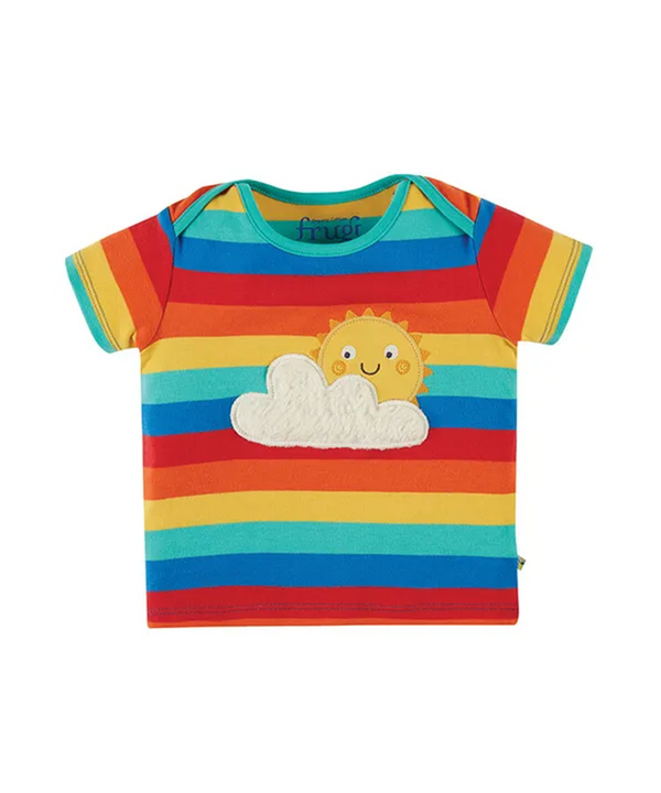 Frugi Organic Rainbow Stripe/Sun Bobster Applique T-shirt