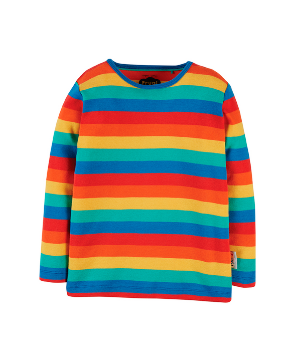 Frugi Organic Favourite l/s Tee - Rainbow Stripe