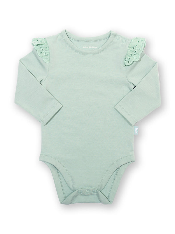 Kite Organic Broderie bodysuit soft spruce