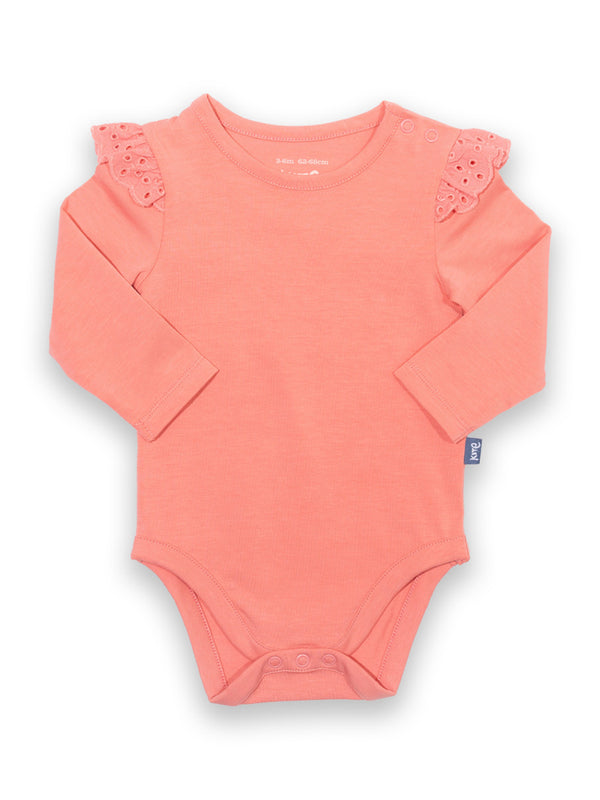 Kite Organic Broderie bodysuit salmon