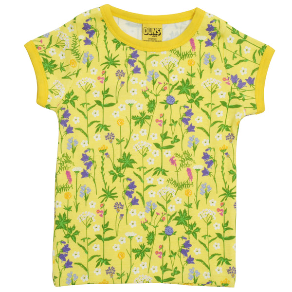 Duns Sweden Organic s/s kids tee - Wild Flower - Yellow