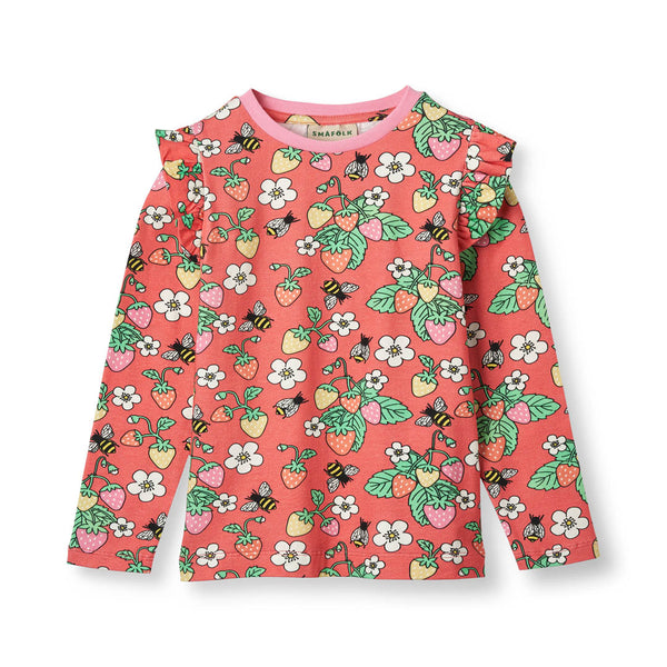 Smafolk Pink Punch Sweet Strawberries Long-Sleeve Blouse