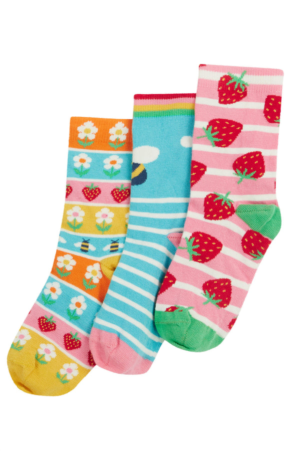 Frugi Rock My Socks Strawberry Multipack 3 Pack