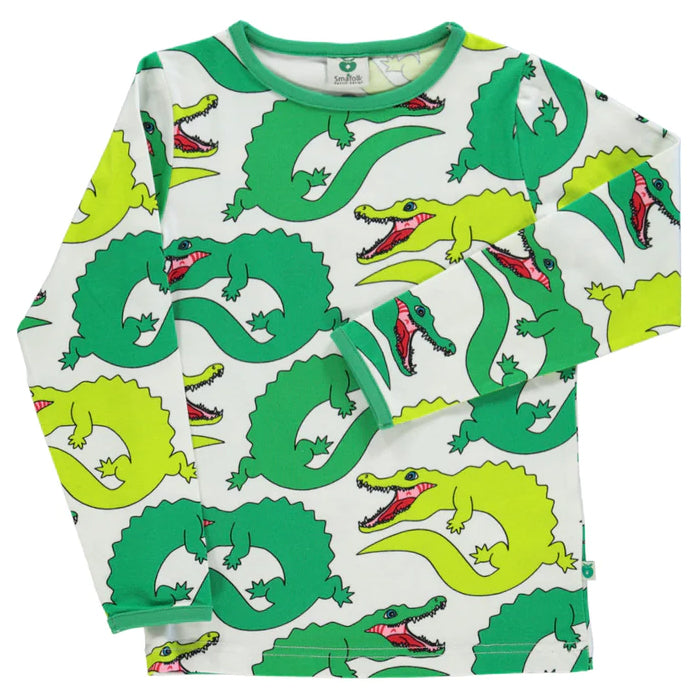 Smafolk Organic Kids l/s Tee - Crocodiles - Cream - Baby goes Retro