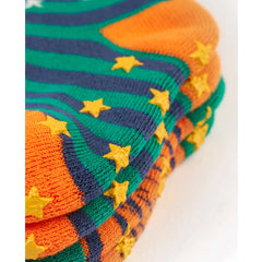 Frugi organic Grippy Socks 2 pack - Tiger Multipack