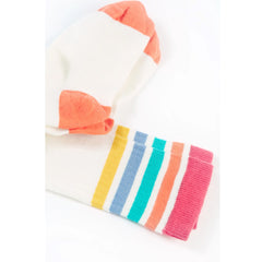 Frugi Organic Hygge Rib High Knee Socks - Soft White Rainbow