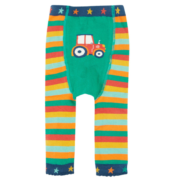 Frugi Organic Little Knitted Leggings - Rainbow Stripe/Tractor