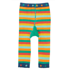 Frugi Organic Little Knitted Leggings - Rainbow Stripe/Tractor