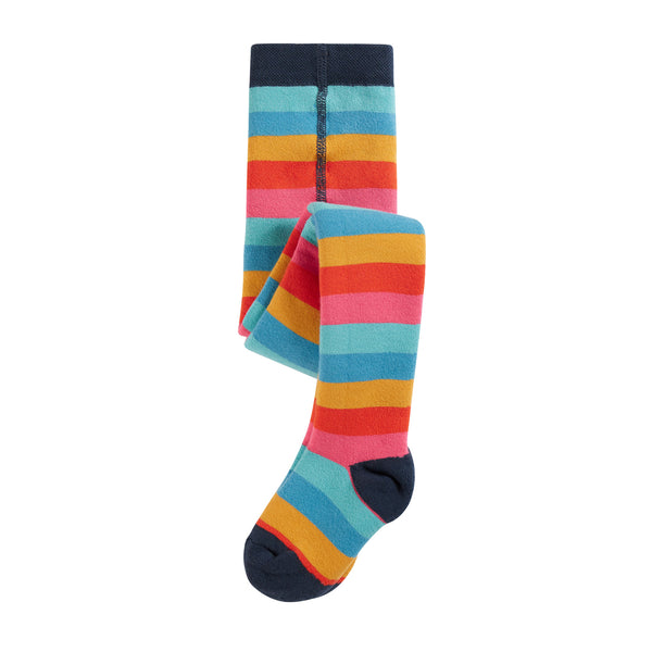 Frugi Organic Toasty Tights - Honeysuckle Rainbow Stripe - Baby goes Retro