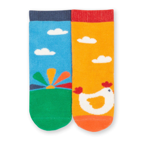 Kite Organic Rise and shine grippy socks - Baby goes Retro