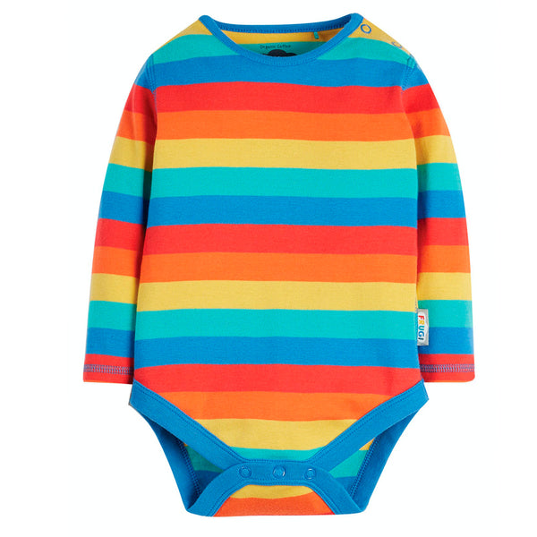 Frugi Organic Everyday l/s Bodysuit - Rainbow Stripe - Baby goes Retro