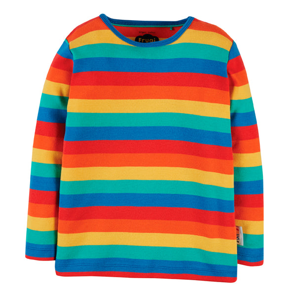 Frugi Organic Favourite l/s Tee - Rainbow Stripe