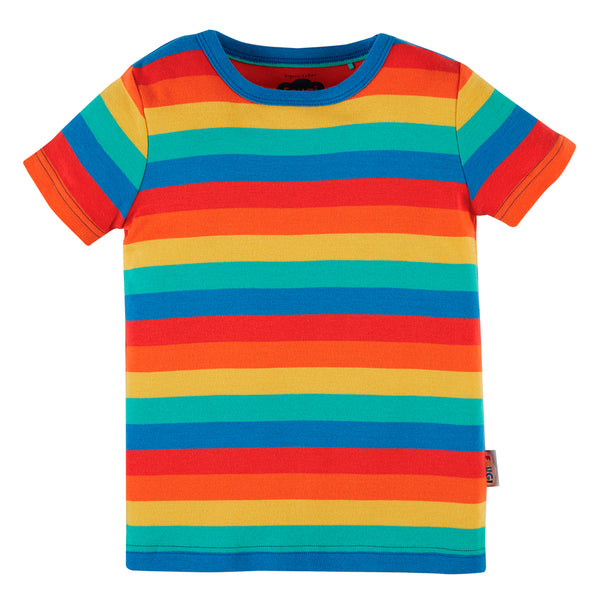 Frugi Organic Favourite s/s Tee - Rainbow Stripe