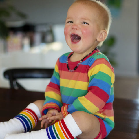 Frugi Organic Everyday l/s Bodysuit - Rainbow Stripe