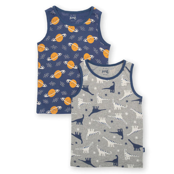 Kite Organic Dino/Saturn Kids Tank Top - 2 pack